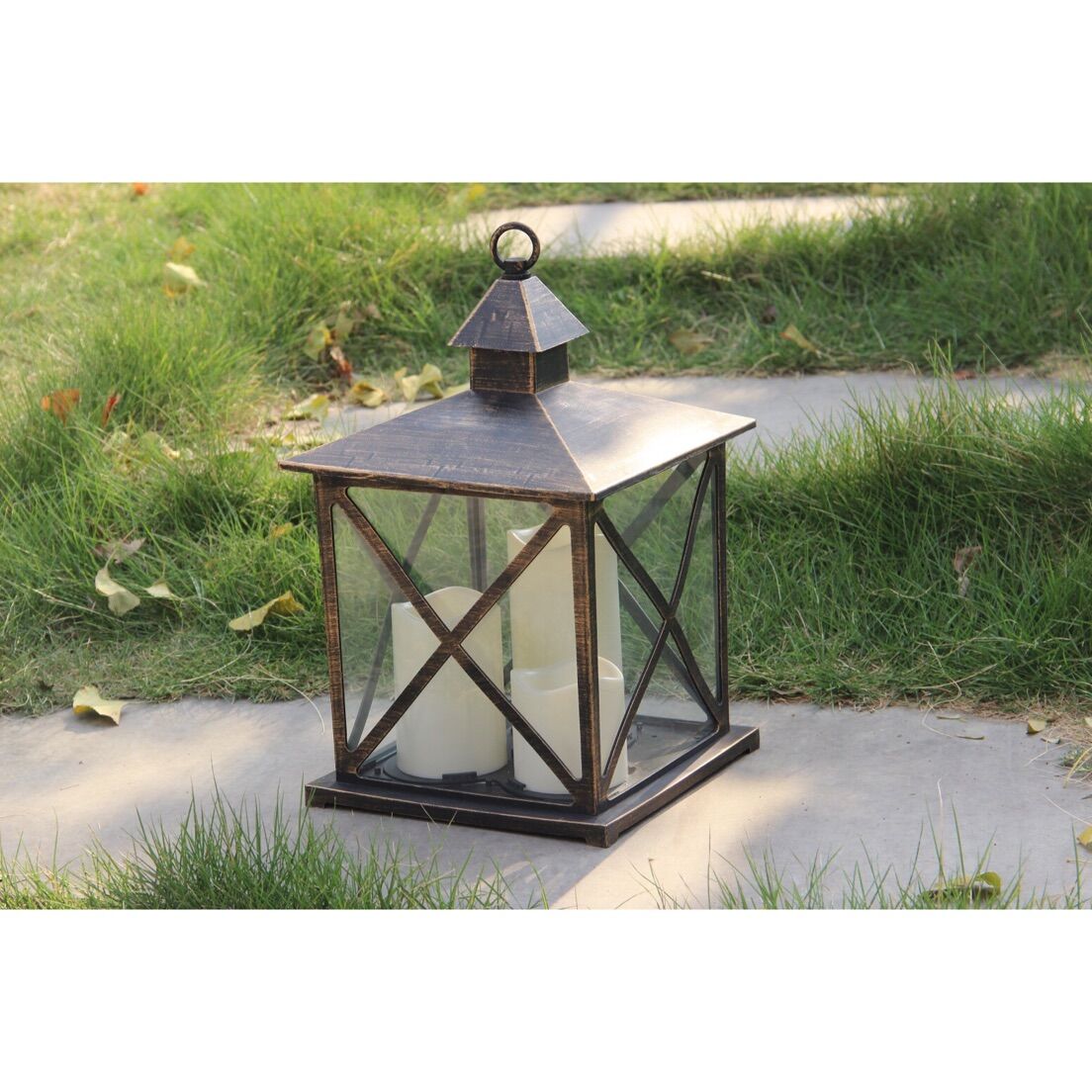 Thumbnail image for910140 PLASTIC LANTERN WITH 3 PIECES LED CANDLE INSIDE: 