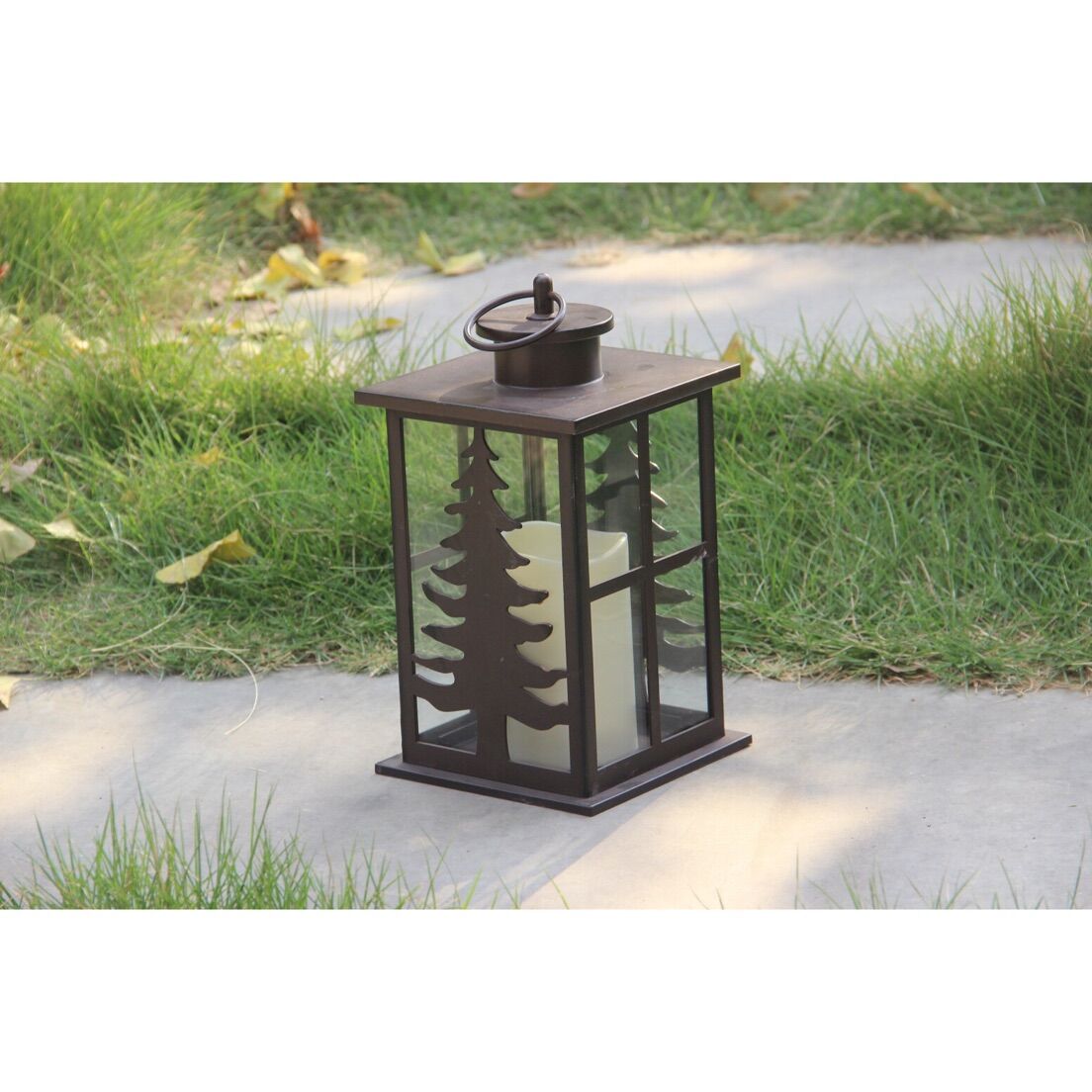 Thumbnail image for910141 BROWN TREE LANTERN WITH PLASTIC CANDLE: 