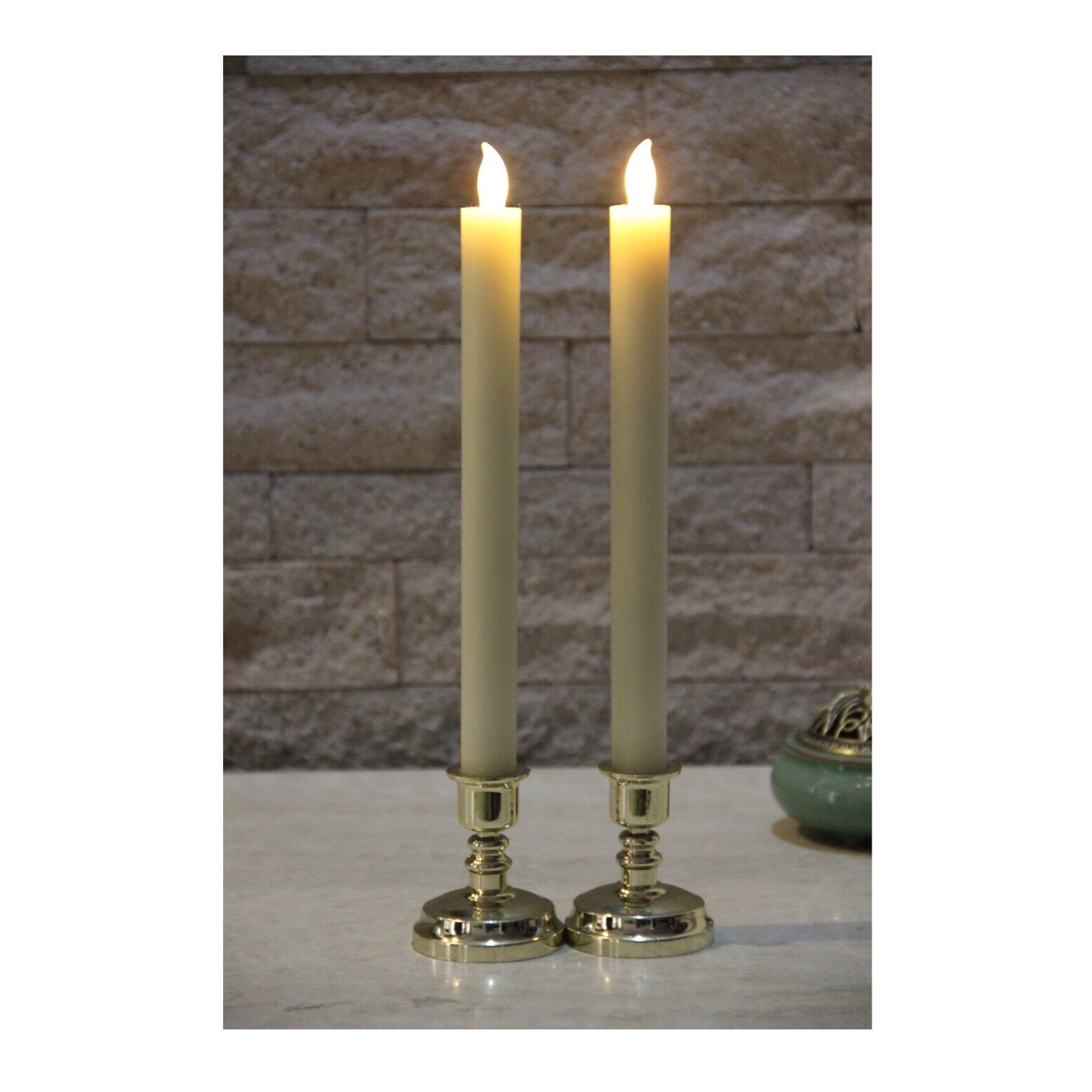 63020052 2 PACK LED CREAM WAX TAPER CANDLES