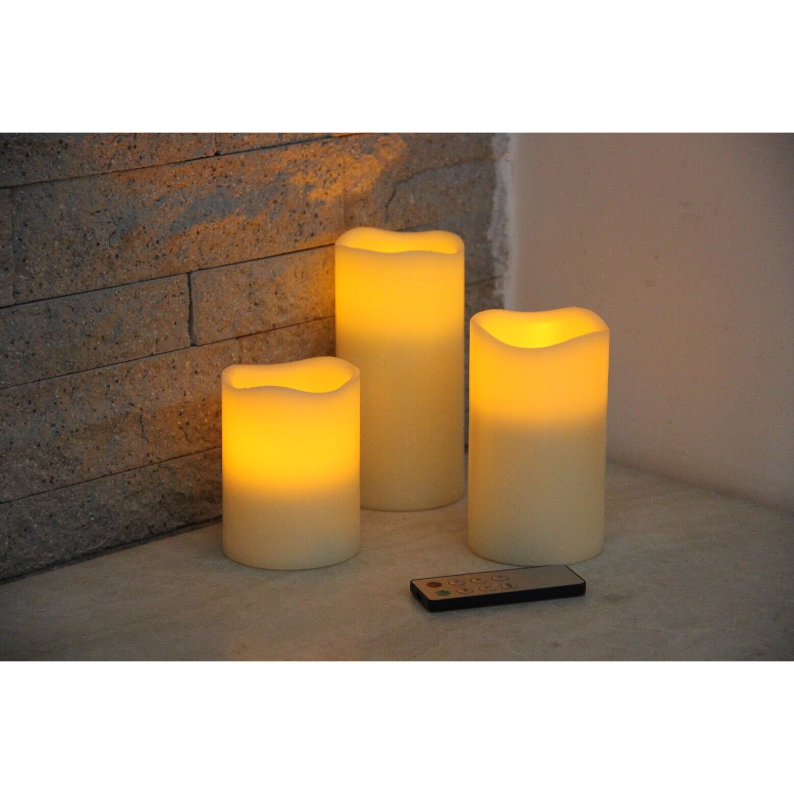Thumbnail image for6203000R8 SET OF 3 FLAMELESS LED CANDLES WITH 8 FUNCTION REMOTE: 