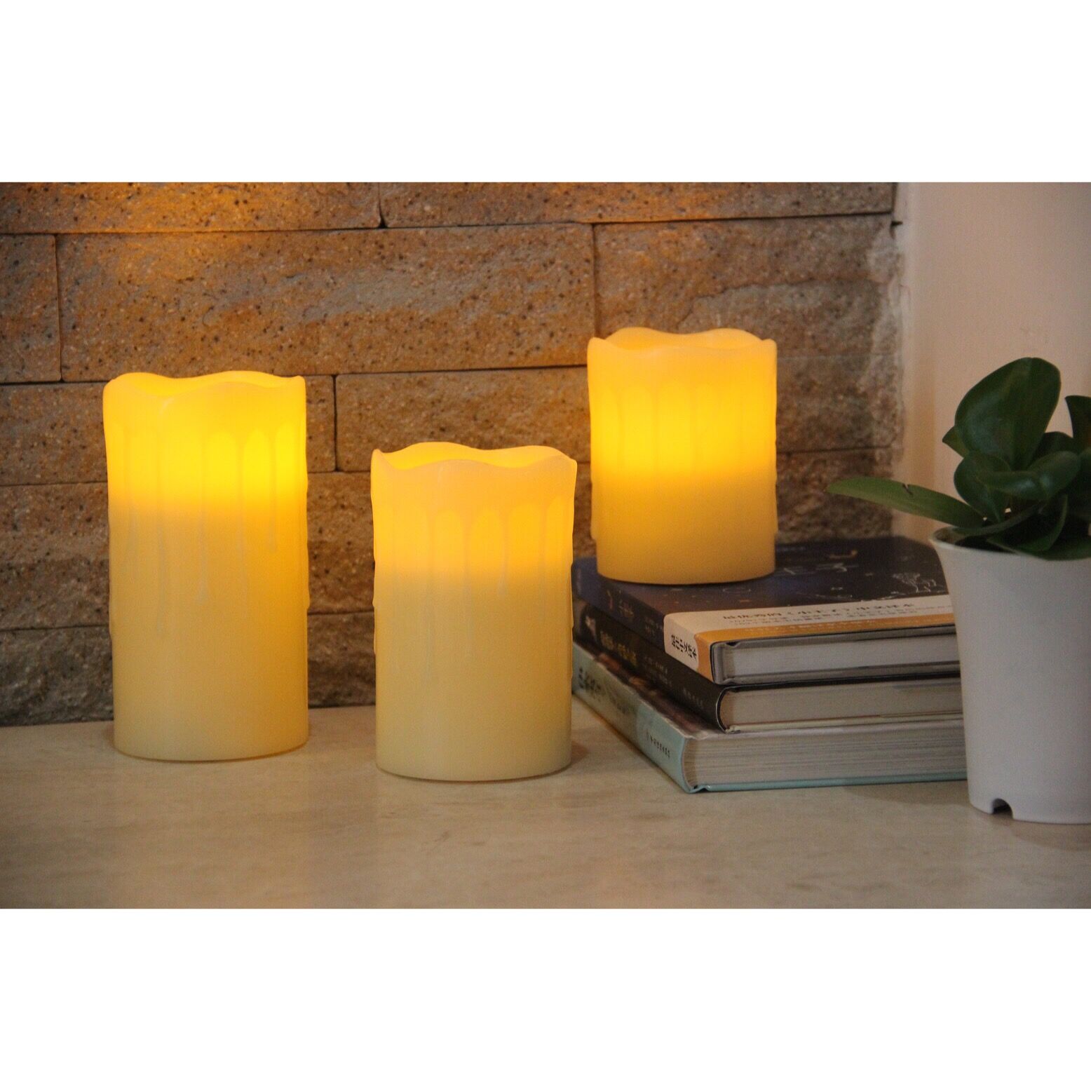 Thumbnail image for62030002 SET OF 3 FLAMELESS LED CANDLES WITH RIPPING EFFECT: 