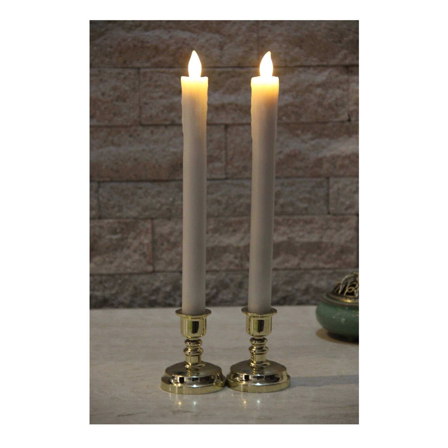 Thumbnail image for63020050 2 PACK LED WAX TAPER CANDLES WITH DDIPPING FINISH: 