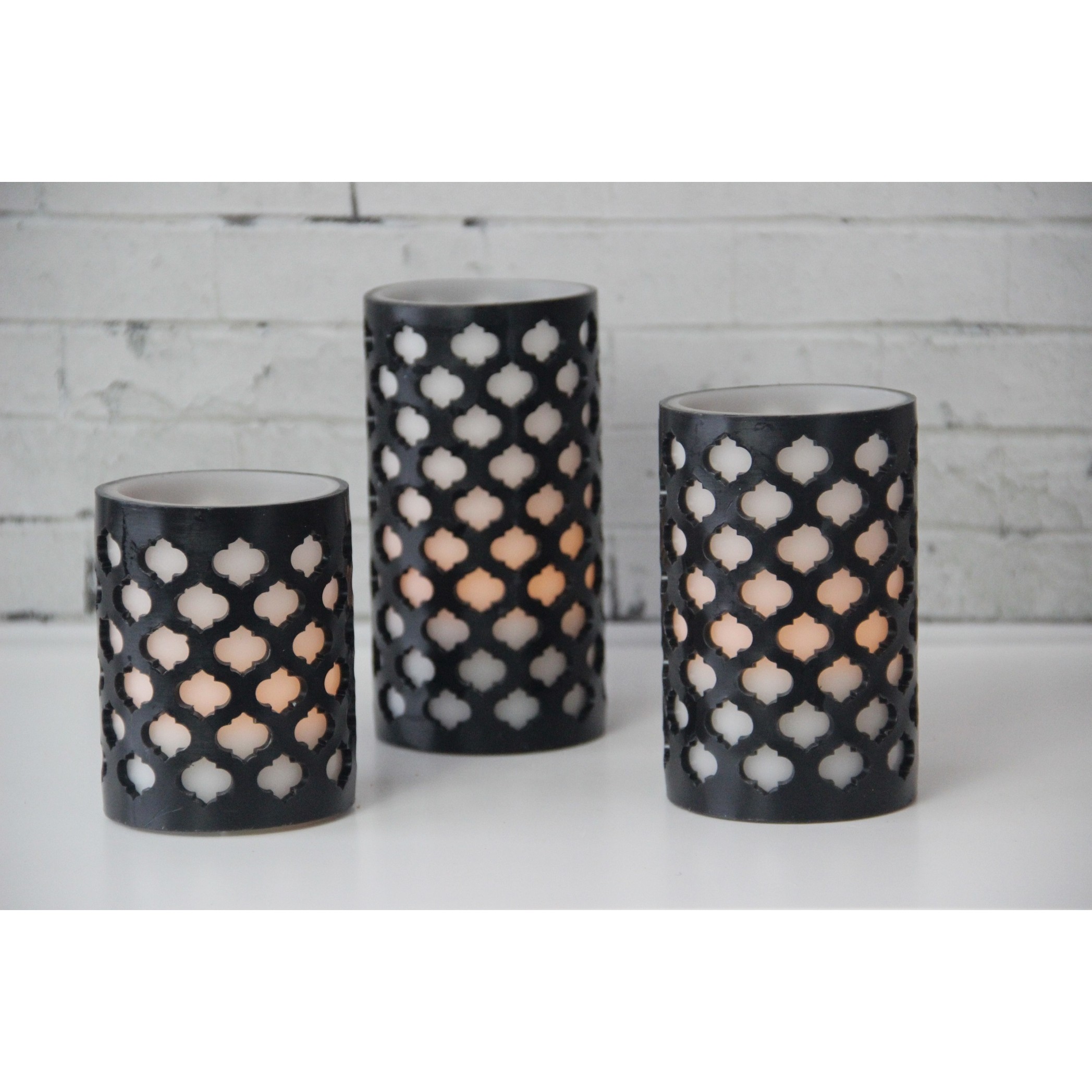 Thumbnail image for62030011 SET OF 3 LED 2 LAYER PATTERN CANDLES: 