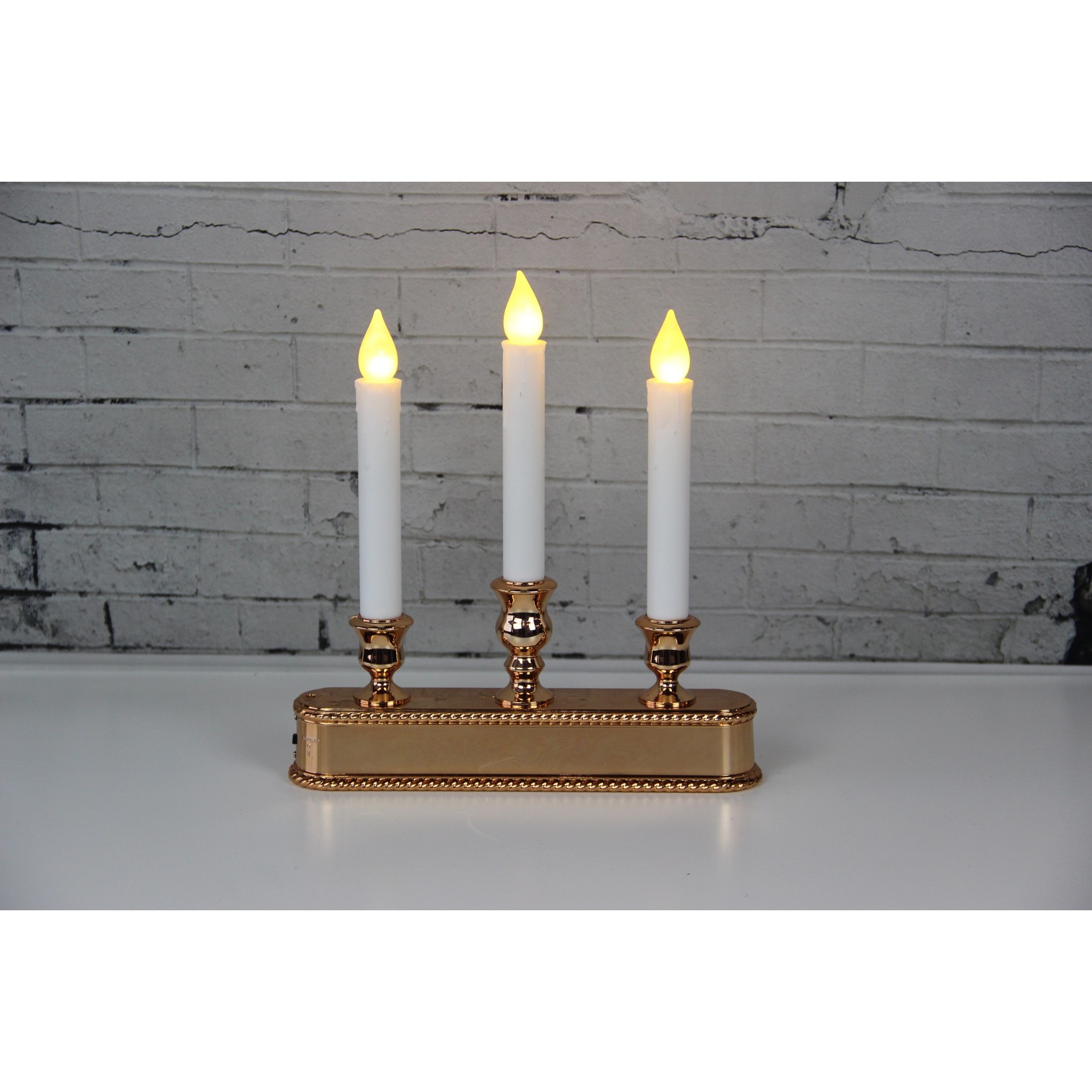 Thumbnail image for78010001 TRIPLE LED WINDOW CANDELABRA WITH GOLD BASE: 