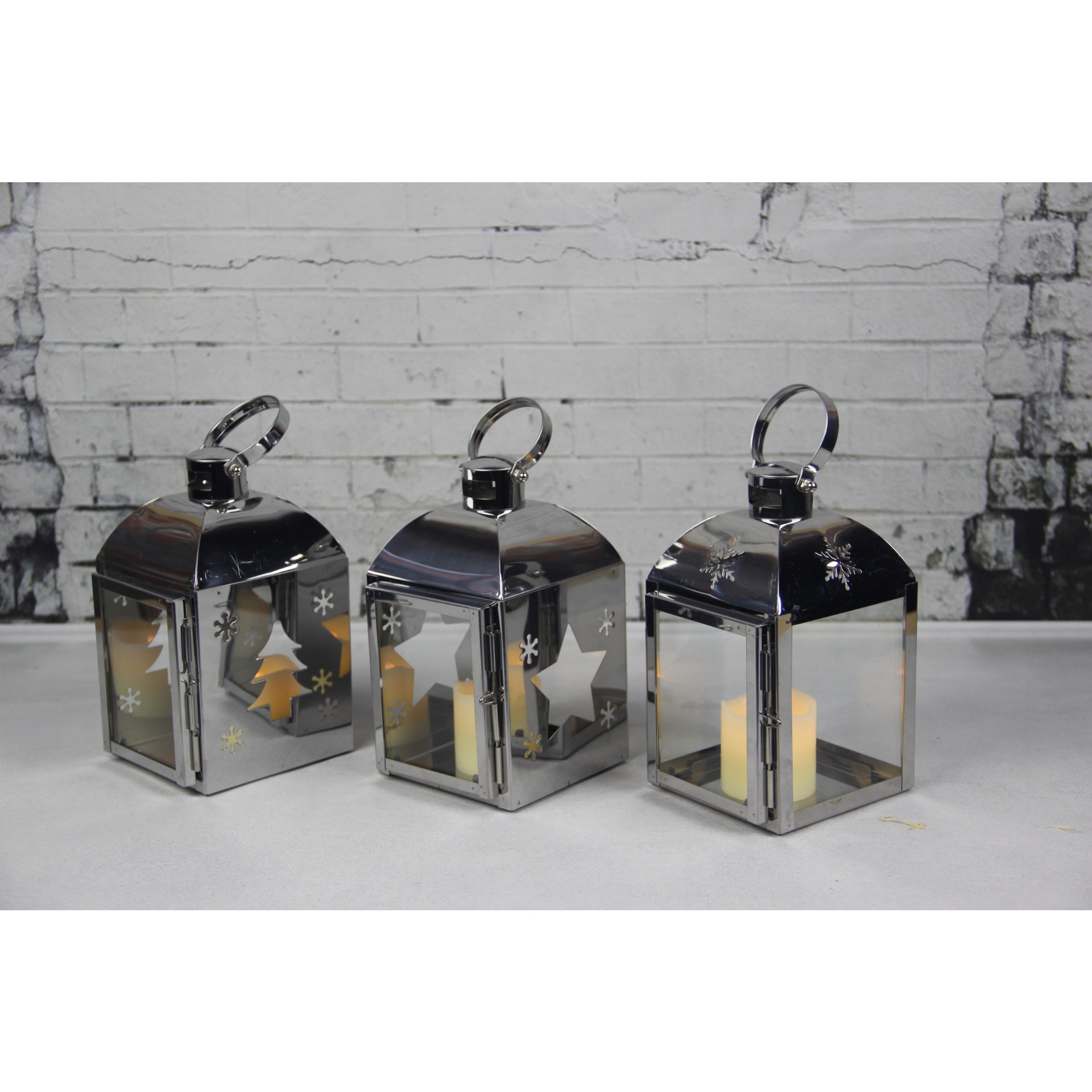 Thumbnail image for910316 TINY STAINLESS STEEL LANTERN WITH CHIRISTMAS PATTERN: 