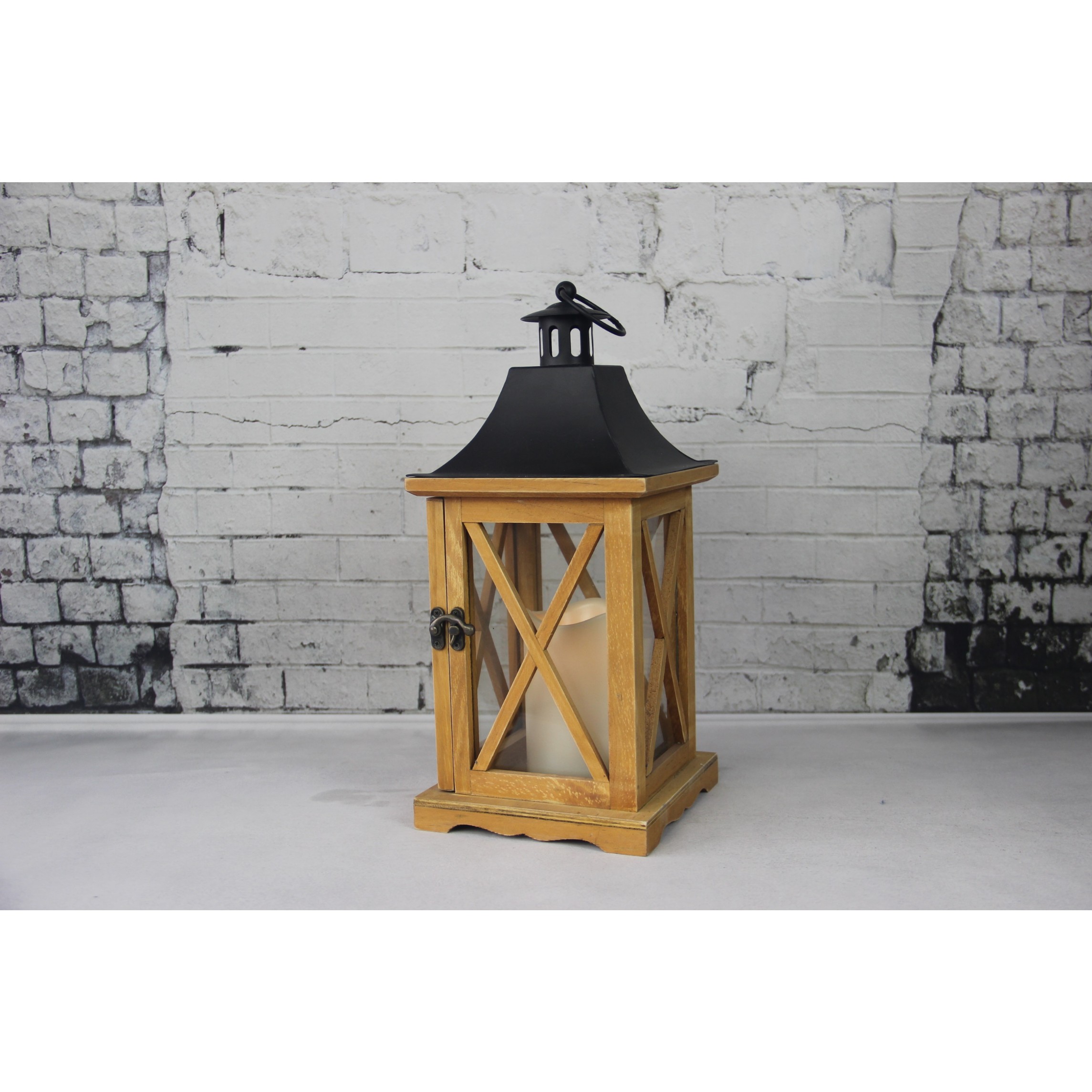 Thumbnail image for910305 WOODEN LANTERN WITH METAL TOP: 