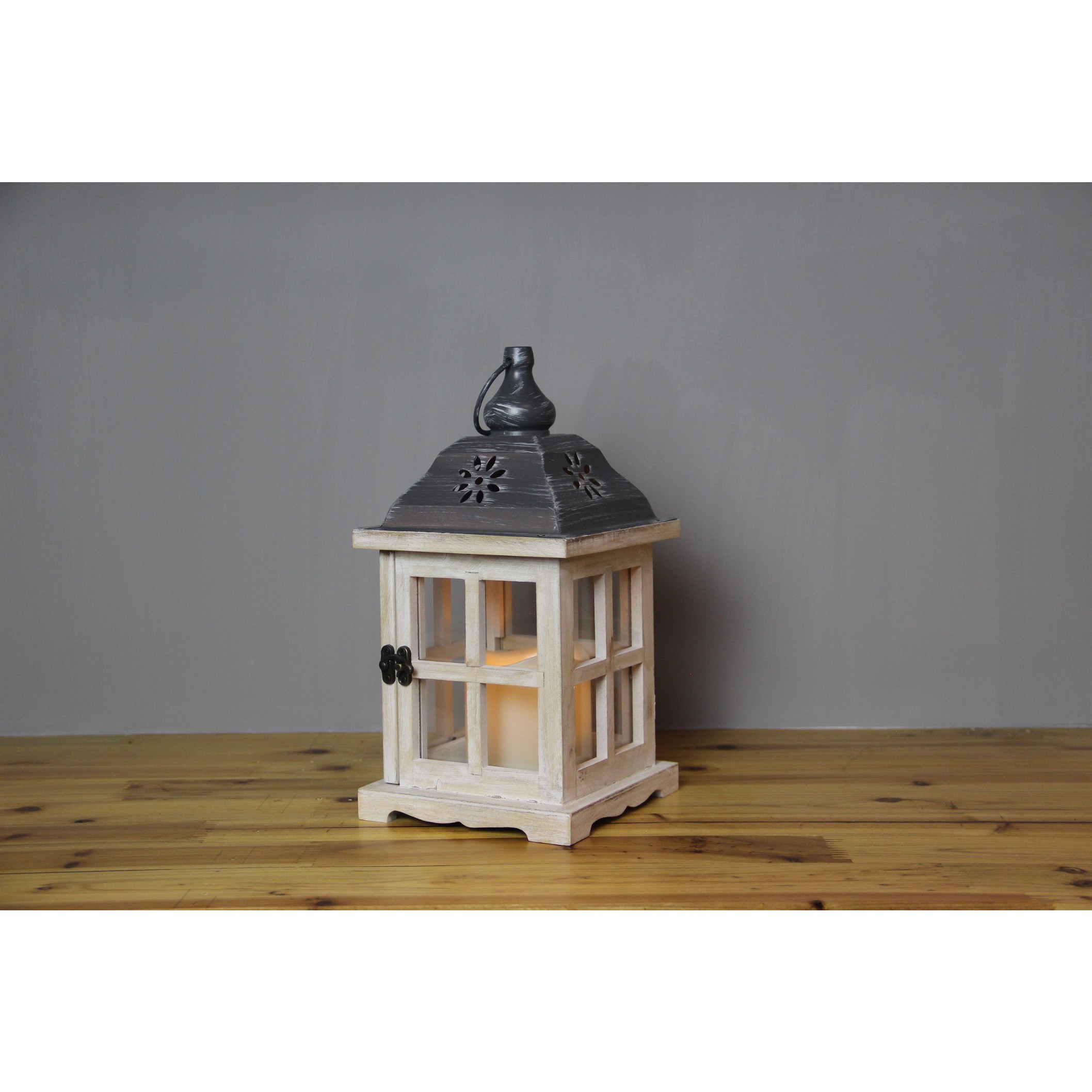 Thumbnail image for910291 SMALL GREY WOODEN LANTERN : 