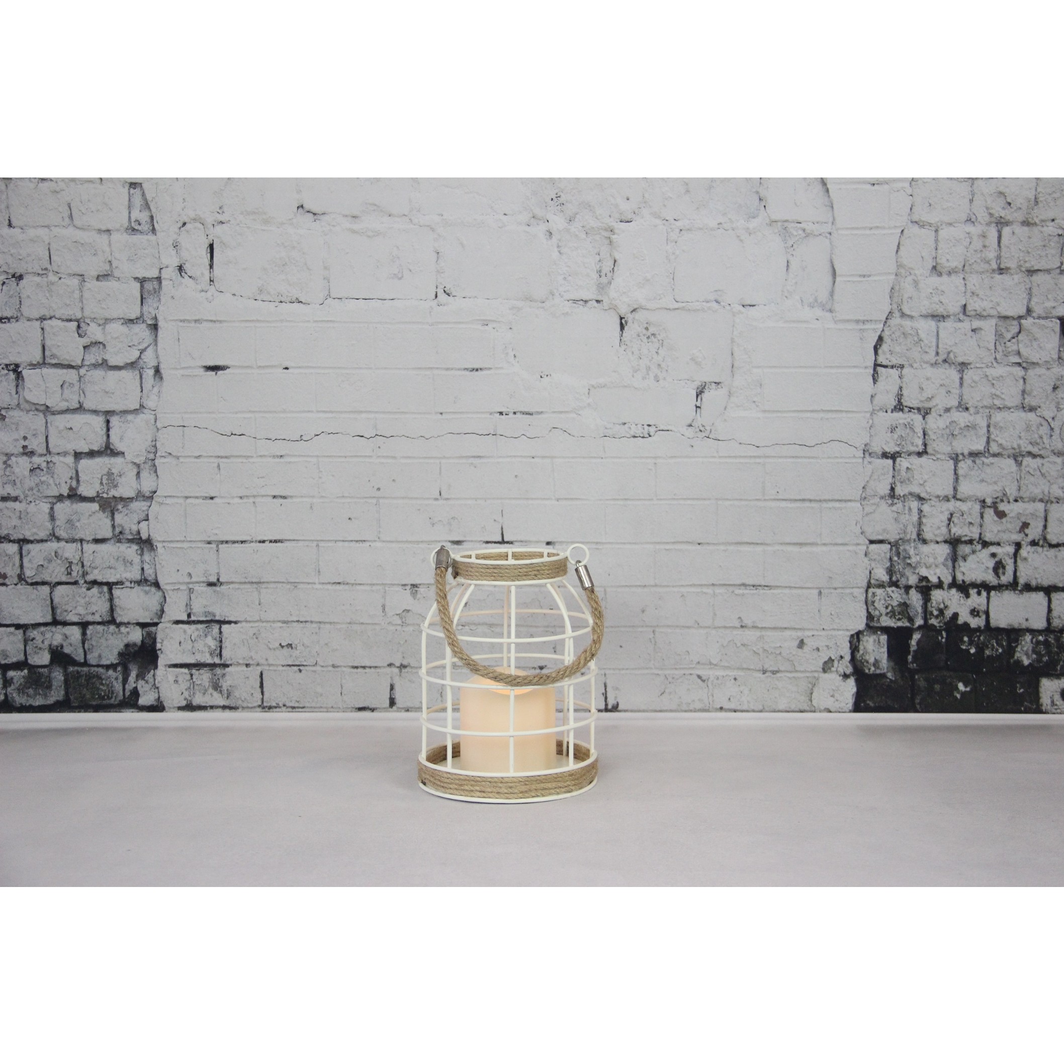 Thumbnail image for910255 METAL CANDLE LANTERN WITH ROPE HANDLE: 