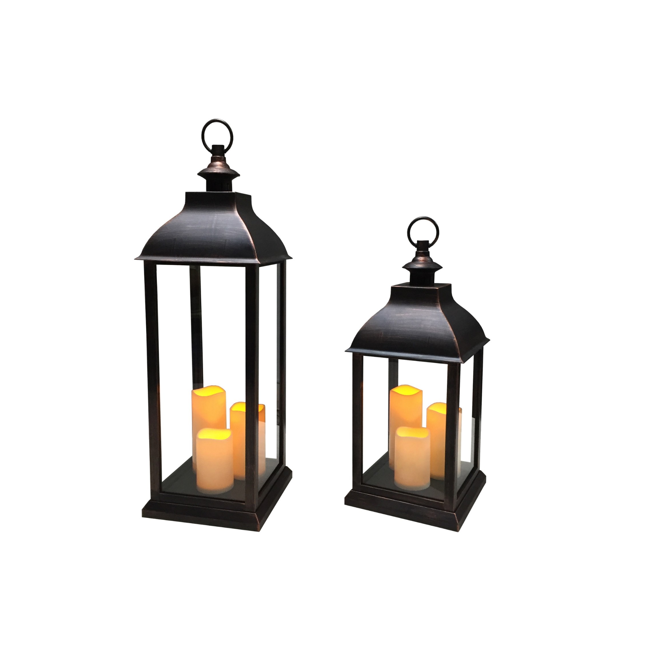 910272 INDOOR AND OUTDOOR PLASTIC LANTERN WITH 3PCS LED CANDLES